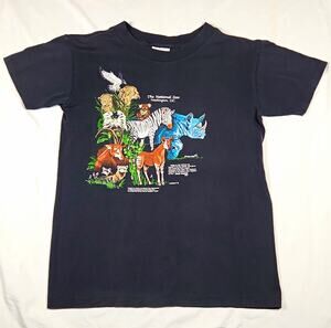 Vintage 1987 Harlequin Nature Graphics National Zoo T-Shirt Chief Seattle Kids L